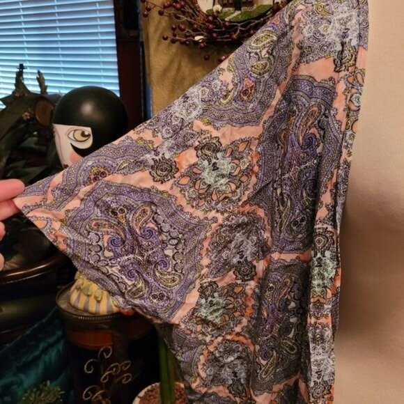 Victoria's Secret Kimono Duster Top Pink Purple Paisley Tassels Spring S… - Picture 6 of 8
